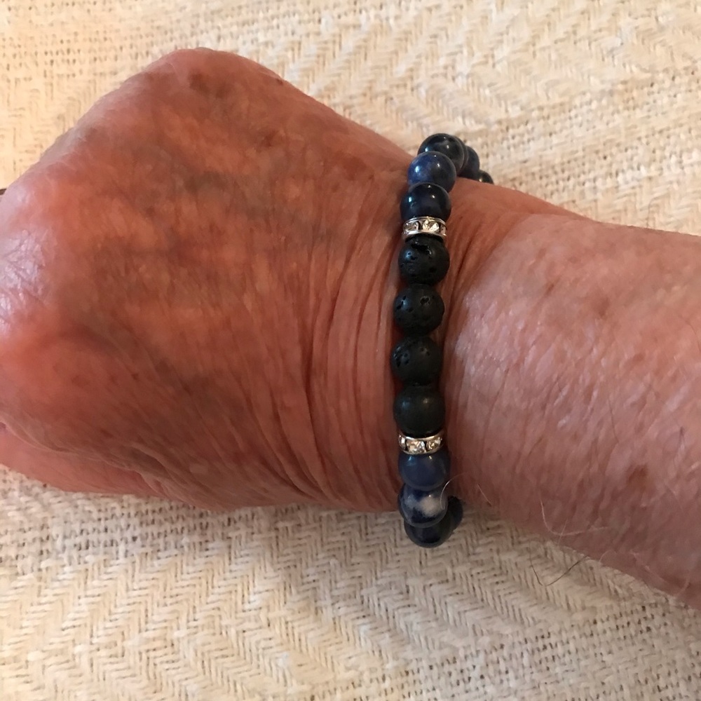 Women’s Lapis , Sandalwood, & Lava Stone bracelet - Picture 2 of 4